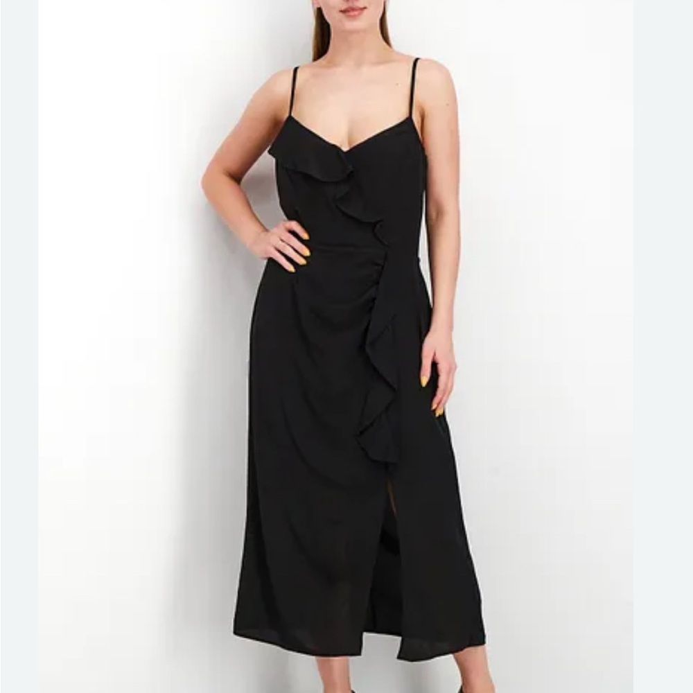 Parker Black Ruffle Midi Dress